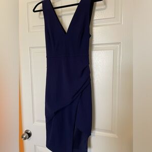 Blue midi dress cross back fitted